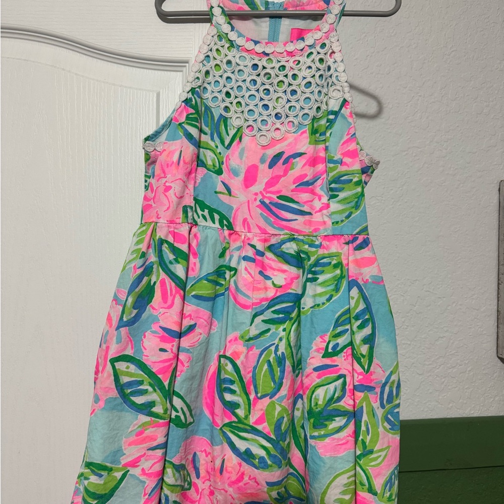 Lilly Pulitzer Kids Dress in Pink and Green Floral